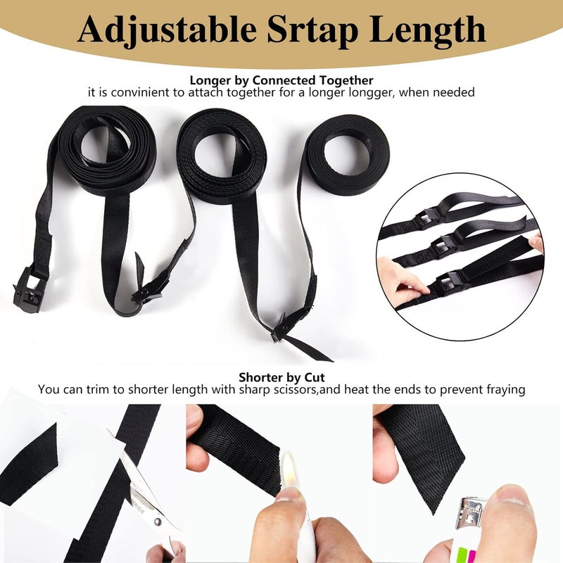HUANSHA 5Pack Cam Buckle Tie Down Straps, 1" x 8 ft Heavy Duty Lashing Secure Strap Adjustable Black Pull Cinch Strap for Kayak, Cargo, Luggage, Bicycles,Truck, Car Roof Rack, Moving - Image 5